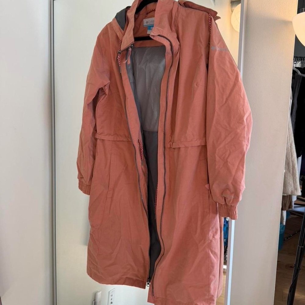 Hooded Weatherproof Trench Coat in Dusty Orange - Picture 5 of 7